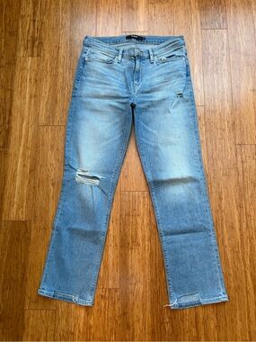 Hudson Jeans Nico Straight Light Blue Distressed Ankle Crop